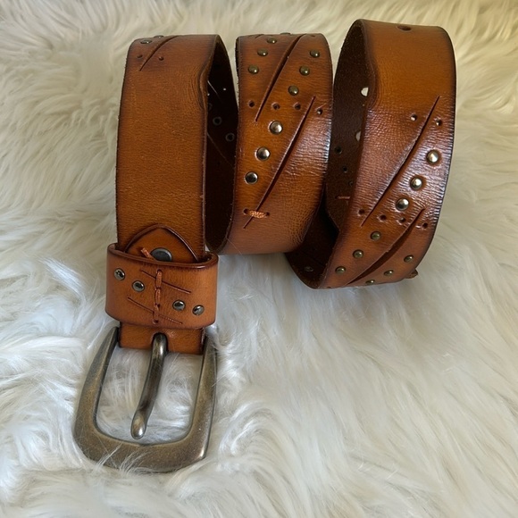 Accessories - 100% Leather Brown Studded Belt Size Medium